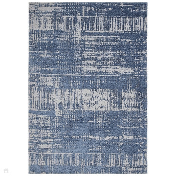 Beau Modern Abstract Distressed Shimmer Soft Textured Flatweave Denim Blue/Ivory Rug-Asiatic Carpets-Rug Love - The Most Loved Rug Store
